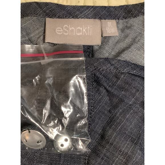 eShakti Elastic Waist Chambray Blouson Dress 1X NWOT Preppy Classic - Picture 4 of 4